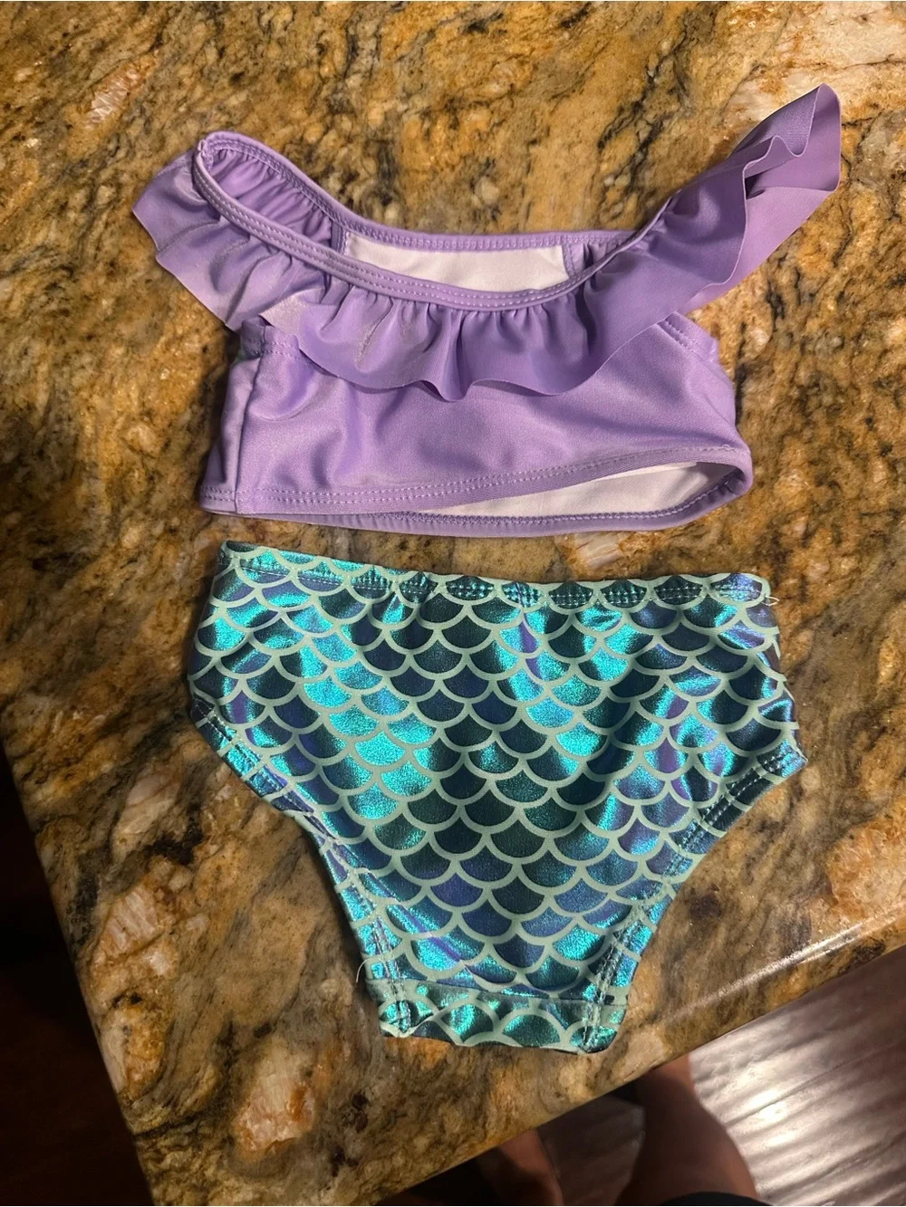 Disney Girls Purple Mermaid Two-Piece Swimsuit Set 6-9M